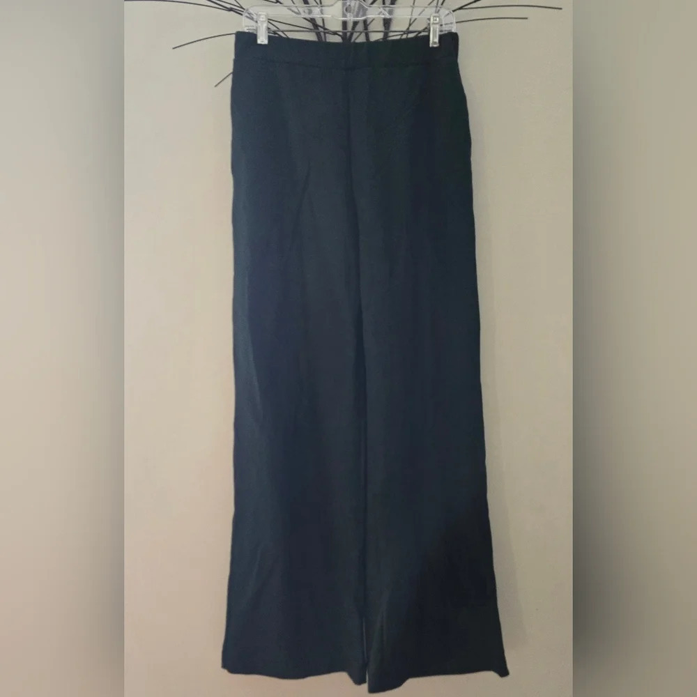 Zara Dark Green Pull On Wide Leg Pants Size LARGE